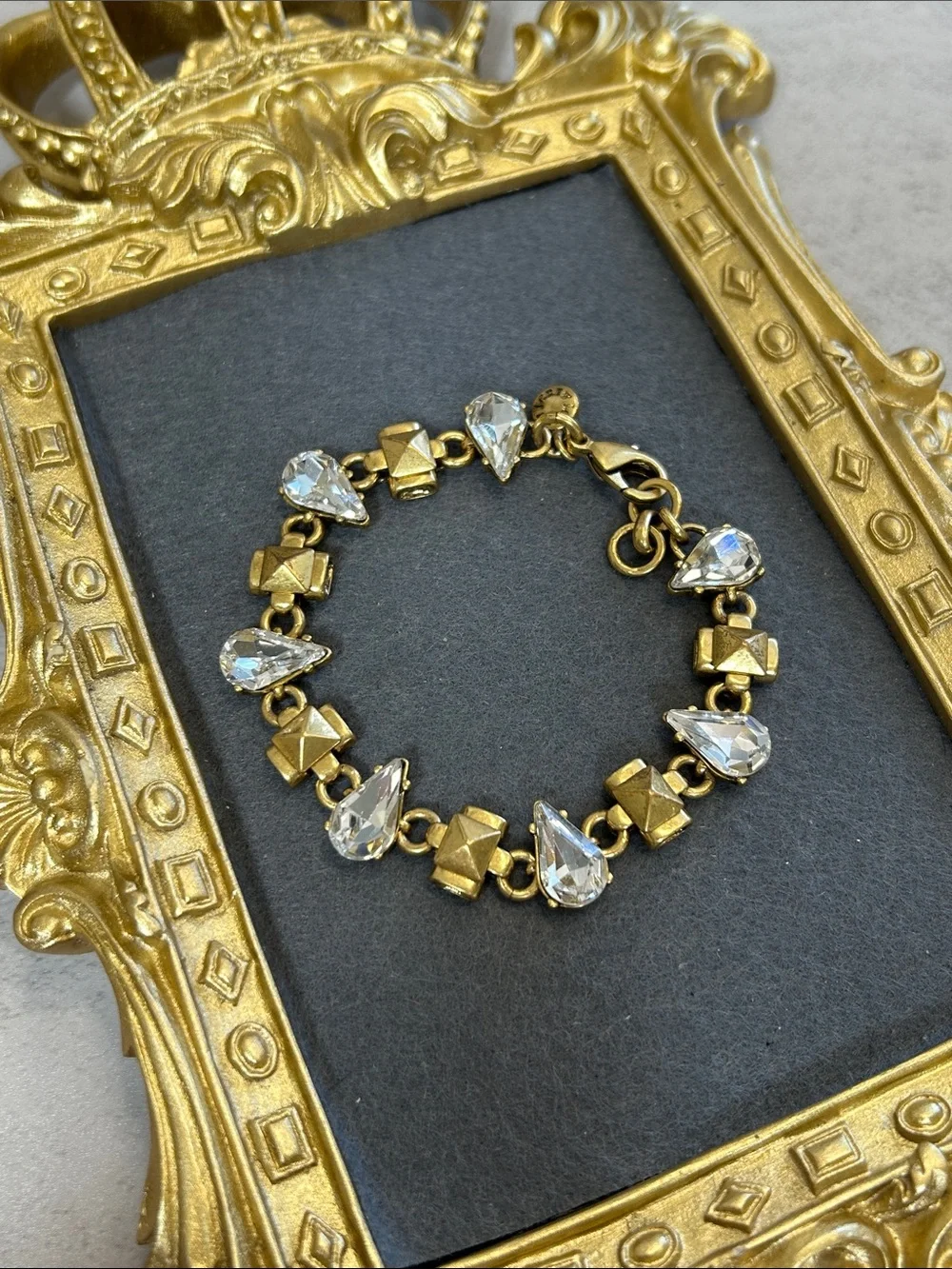 J. Crew Gold-Tone Bracelet with Clear Teardrop Crystals